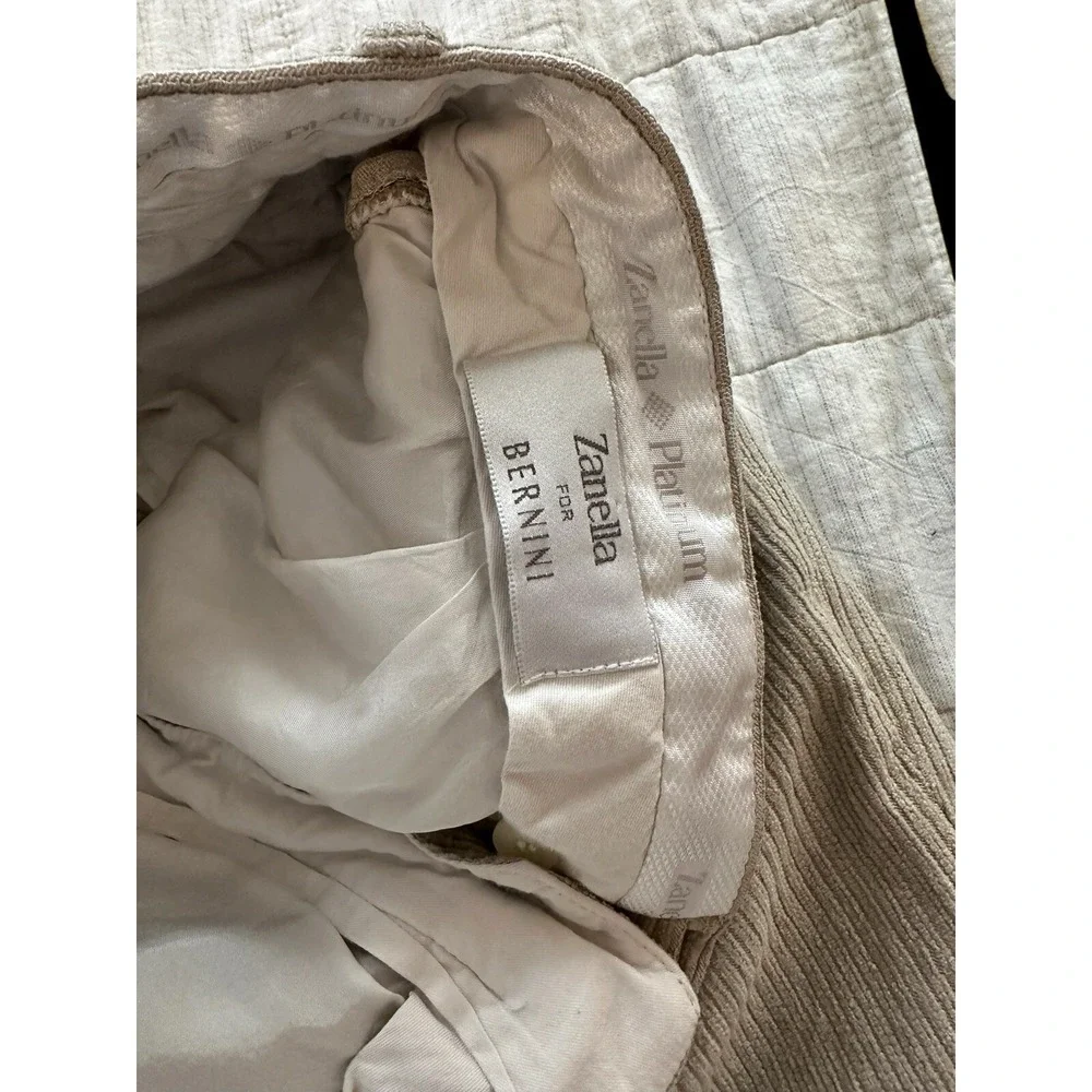 Zanella Men's 33x29 Corduroy Italy Designer Zanella For Bernini Bev‎ Hills Khaki